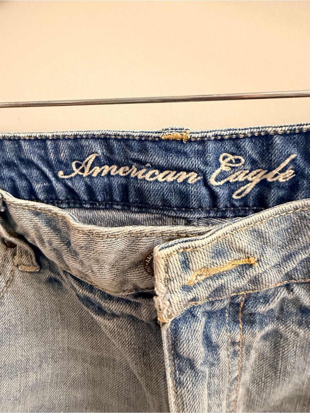 American Eagle Outfitters Light Blue Distressed Denim Mini Skirt - Picture 2 of 3